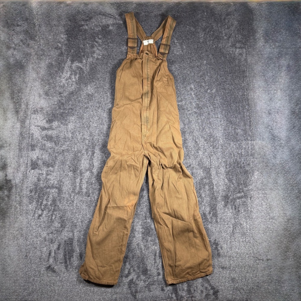 We The Free Free People Ziggy Herringbone Overalls Brown OB1185006 Small